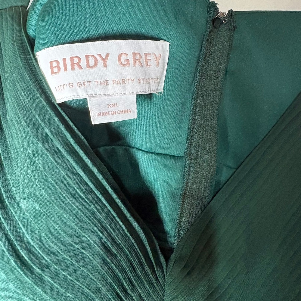 Birdy Grey Emerald Green Pleated V-Neck Maxi Dress with Pockets XXL - Picture 8 of 13